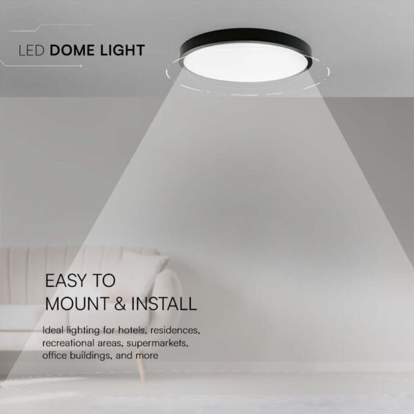V-TAC 76391 Φωτιστικό LED Οροφής 36W 230V 3820lm 360° IP44 Ø350×61 Στρογγυλό Ζεστό Λευκό Μαύρο Σώμα - Image 8