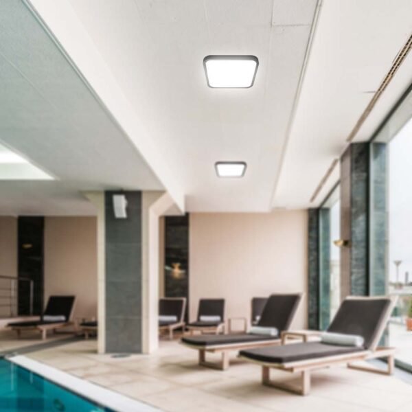 V-TAC 76741 Φωτιστικό LED Οροφής 36W 230V 3820lm 360° IP44 420x420x65 με Αισθητήρα Μικροκυμάτων και Χειριστήριο Τετράγωνο Φυσικό Λευκό Μαύρο Σώμα - Image 3