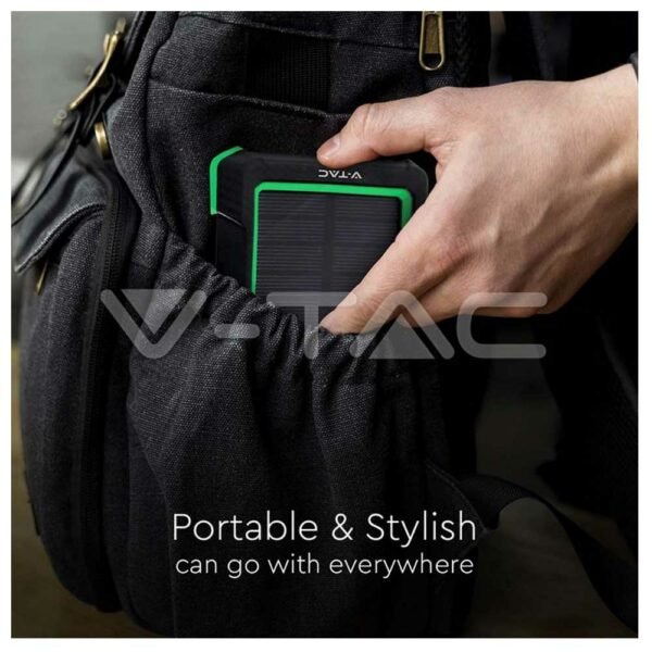 Universal Ηλιακό Power Bank 5W 10000mAh και 2 Θύρες Type-C/Micro USB Μαύρο V-TAC 7835 - Image 6