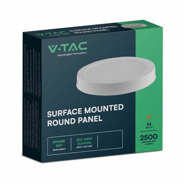 V-TAC 7881 LED mini panel επιφανειακό backlit 24W 6500K ψυχρό λευκό στρογγυλό - Image 4