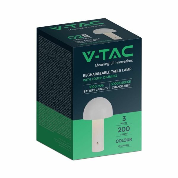 V-TAC 7899 Φωτιστικό Γραφείου LED 3W Επαναφορτιζόμενο 3 σε 1 CCT με Λευκό Σώμα Dimmable - Image 4