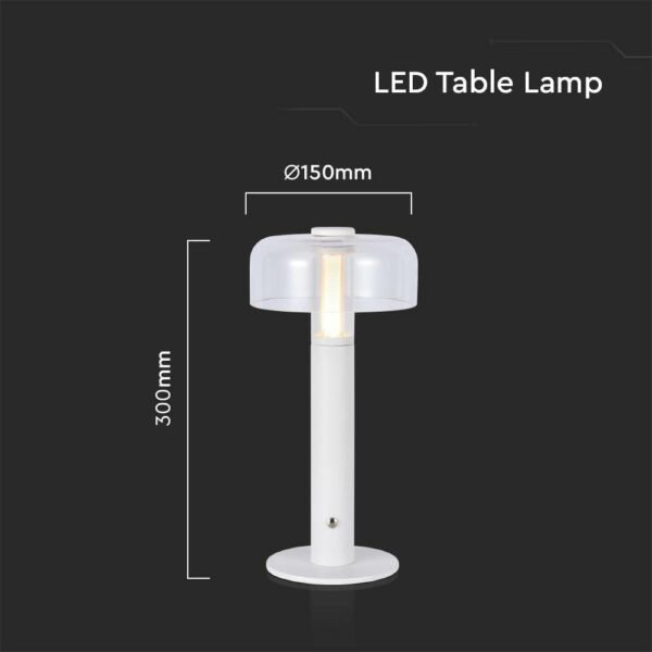 V-TAC 7941 LED φωτιστικό γραφείου 1W επαναφορτιζόμενο 3000Κ θερμό λευκό με λευκό σώμα dimmable - Image 5