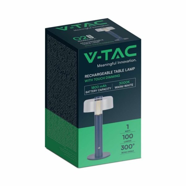 V-TAC 7942 LED φωτιστικό γραφείου 1W επαναφορτιζόμενο 3000Κ θερμό λευκό με μπλε σώμα dimmable - Image 4