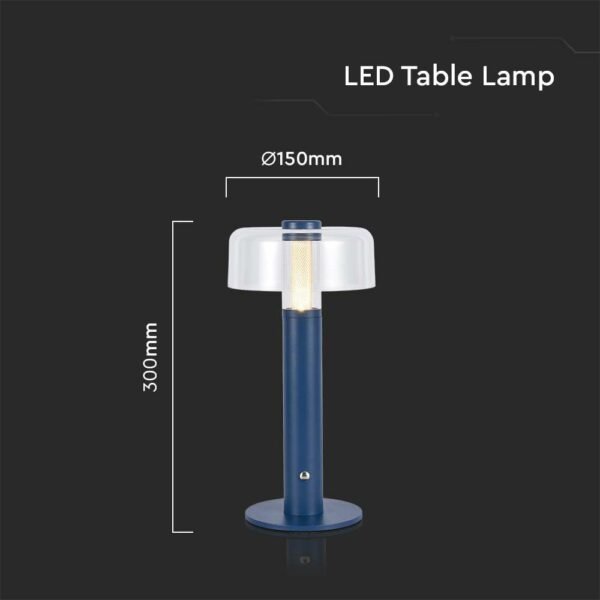 V-TAC 7942 LED φωτιστικό γραφείου 1W επαναφορτιζόμενο 3000Κ θερμό λευκό με μπλε σώμα dimmable - Image 5