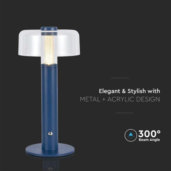 V-TAC 7942 LED φωτιστικό γραφείου 1W επαναφορτιζόμενο 3000Κ θερμό λευκό με μπλε σώμα dimmable - Image 6