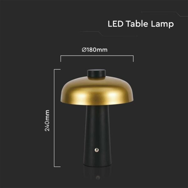 V-TAC 7946 Φωτιστικό Γραφείου LED 3W Επαναφορτιζόμενο 3 σε 1 CCT με Μαύρο και Χρυσό Σώμα Dimmable - Image 5