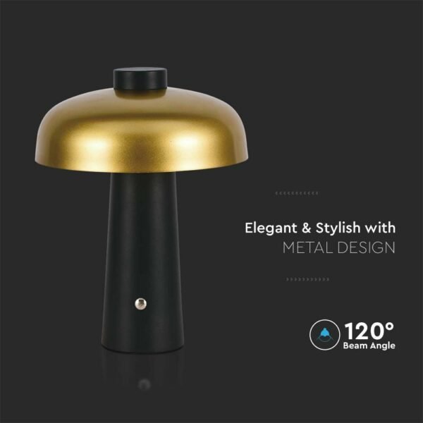 V-TAC 7946 Φωτιστικό Γραφείου LED 3W Επαναφορτιζόμενο 3 σε 1 CCT με Μαύρο και Χρυσό Σώμα Dimmable - Image 6