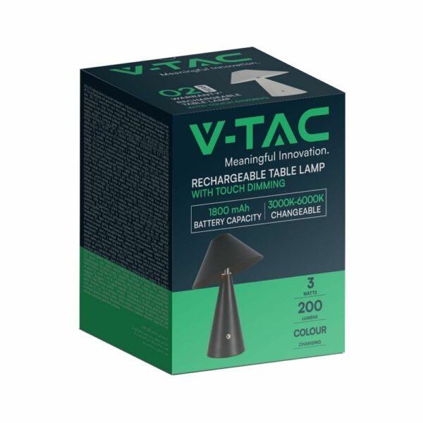 V-TAC 7947 LED φωτιστικό γραφείου 3W επαναφορτιζόμενο 3 σε 1 CCT με μαύρο σώμα dimmable - Image 4