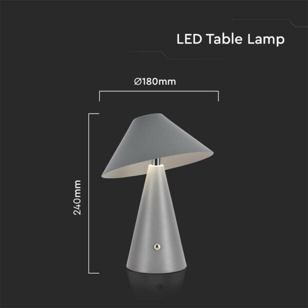 V-TAC 7949 LED φωτιστικό γραφείου 3W επαναφορτιζόμενο 3 σε 1 CCT με γκρι σώμα dimmable - Image 5