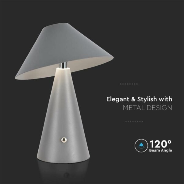 V-TAC 7949 LED φωτιστικό γραφείου 3W επαναφορτιζόμενο 3 σε 1 CCT με γκρι σώμα dimmable - Image 6