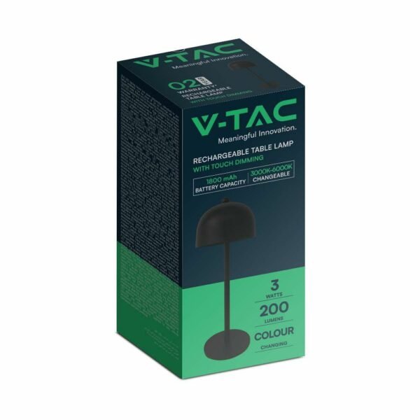 V-TAC 7985 Φωτιστικό Γραφείου LED 3W Επαναφορτιζόμενο 3 σε 1 CCT με Μαύρο Σώμα Dimmable - Image 4