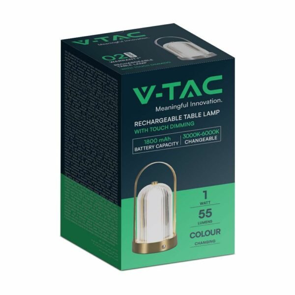 V-TAC 7989 Φωτιστικό Γραφείου LED 1W Επαναφορτιζόμενο 3 σε 1 CCT με French Gold Σώμα Dimmable - Image 5