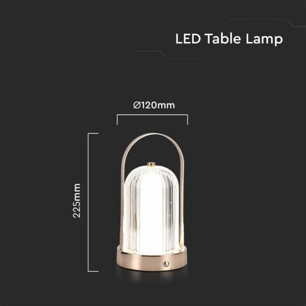 V-TAC 7989 Φωτιστικό Γραφείου LED 1W Επαναφορτιζόμενο 3 σε 1 CCT με French Gold Σώμα Dimmable - Image 6