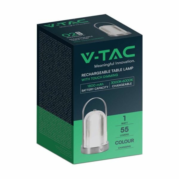 V-TAC 7990 Φωτιστικό Γραφείου LED 1W Επαναφορτιζόμενο 3 σε 1 CCT με Χρώμιο Σώμα Dimmable - Image 4