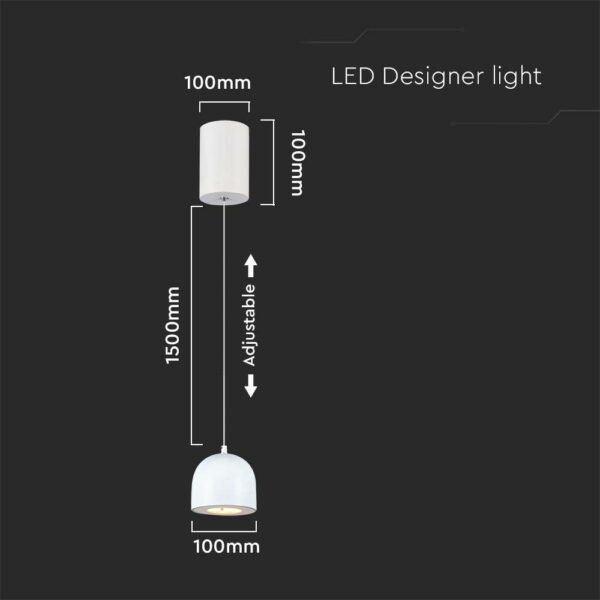 V-TAC 7996 Κρεμαστό Φωτιστικό Οροφής LED 8.5W 3000K με Λευκό Σώμα και On/Off Αφής - Image 4