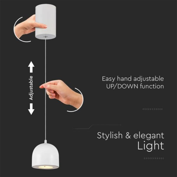 V-TAC 7996 Κρεμαστό Φωτιστικό Οροφής LED 8.5W 3000K με Λευκό Σώμα και On/Off Αφής - Image 6
