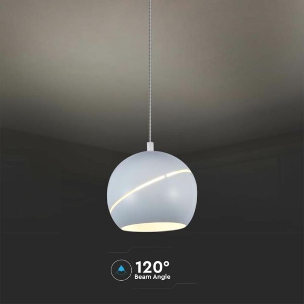 V-TAC 7999 LED κρεμαστό φωτιστικό οροφής σφαίρα 8.5W 3000K θερμό λευκό με λευκό σώμα - Image 7