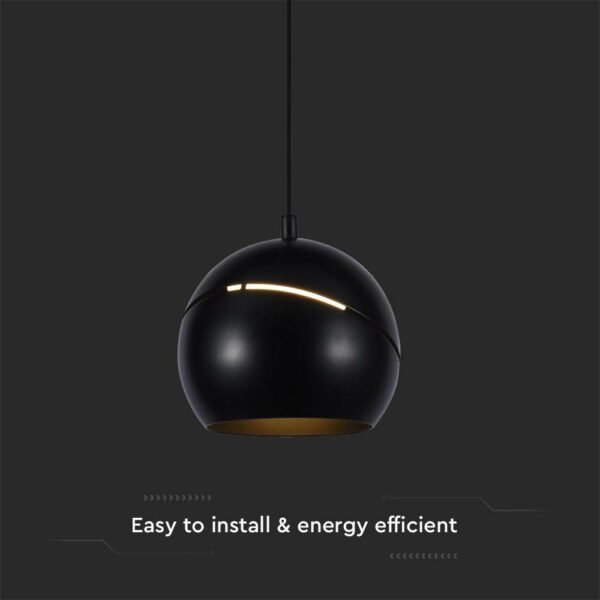 V-TAC 8001 Κρεμαστό Φωτιστικό Οροφής Σφαίρα LED 8.5W 3000K με Μαύρο Σώμα και On/Off Αφής - Image 5