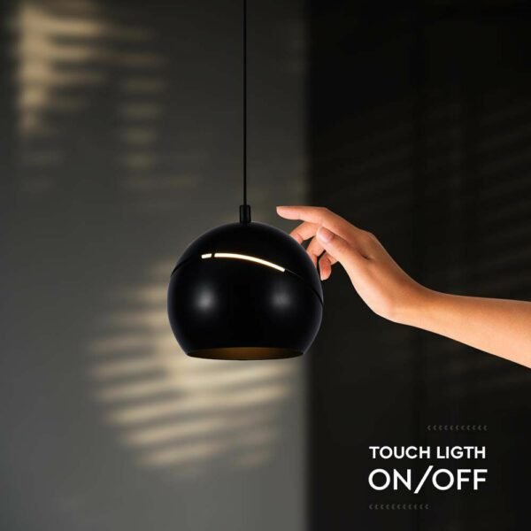 V-TAC 8001 Κρεμαστό Φωτιστικό Οροφής Σφαίρα LED 8.5W 3000K με Μαύρο Σώμα και On/Off Αφής - Image 8