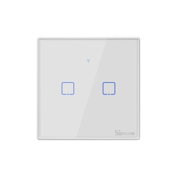 GloboStar® 80131  SONOFF T2EU2C-RF - 433MHz Wireless Smart Wall Touch Button Switch AC 100-240V Max 4A (2A/Way) 2 Way - RF Series - Image 3