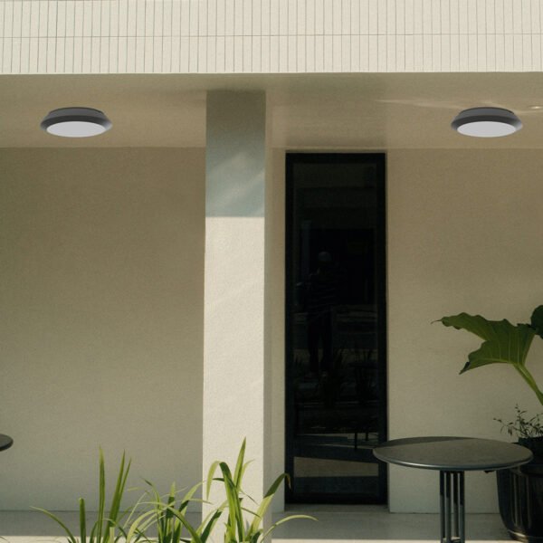 it-Lighting Champlain 1xE27 Outdoor Ceiling Light Anthracite D:90x285x285mm (80300844) - Image 2