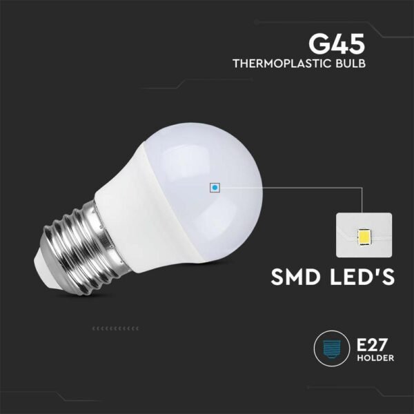 V-TAC 8046 Λάμπα LED E27 G45 Samsung SMD 3.7W φυσικό λευκό 4000K - Image 7