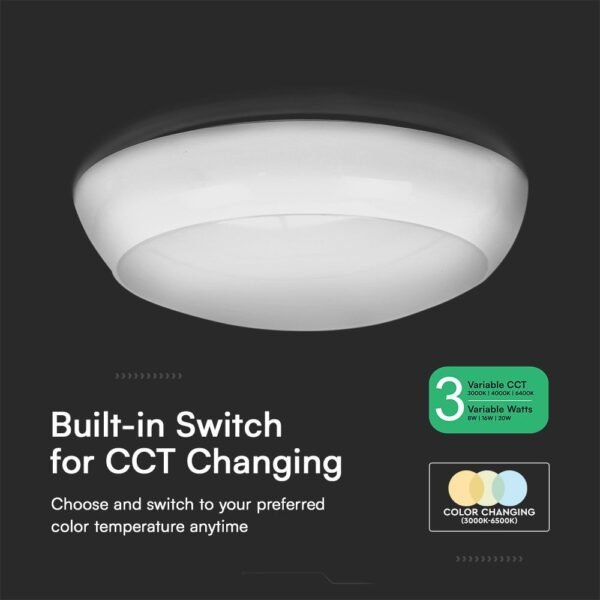 V-TAC 812-24 PRO στρογγυλό φως οροφής τσιπ Samsung 20W με αισθητήρα και κιτ έκτακτης ανάγκης λευκό χρώμα 3in1 IP65 - Image 7