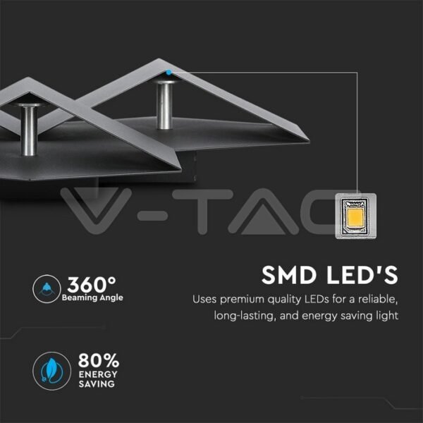 V-TAC 8224 Απλίκα 9W LED σε Μαύρο Σώμα 4000K Φυσικό Λευκό Φως IP20 - Image 7
