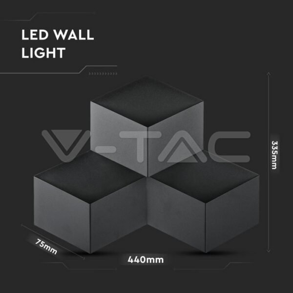 V-TAC 8224 Απλίκα 9W LED σε Μαύρο Σώμα 4000K Φυσικό Λευκό Φως IP20 - Image 8