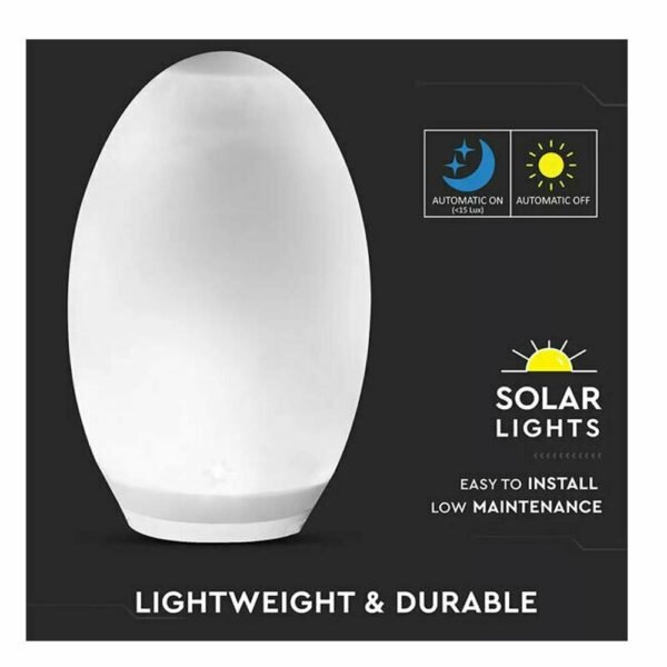 LED 0.2W Ηλιακό Φωτιστικό Δαπέδου IP44 RGB+WW Επαναφορτιζόμενο Σχήμα Αυγού σε Λευκό Χρώμα 8557 V-Tac - Image 2