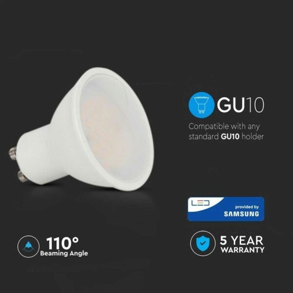 LED Πλαστικό Spot GU10 SMD 10W 110° 1000lm Samsung Chip Ψυχρό Λευκό-6400K V-Tac 880 - Image 3