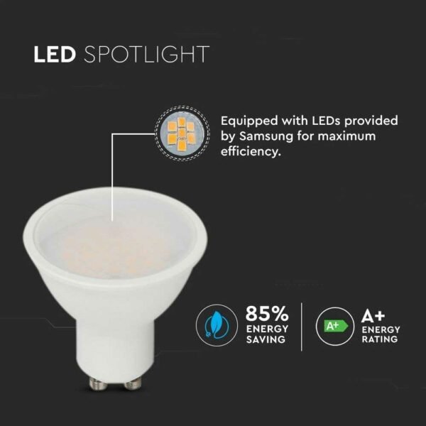 LED Πλαστικό Spot GU10 SMD 10W 110° 1000lm Samsung Chip Ψυχρό Λευκό-6400K V-Tac 880 - Image 5