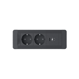 SLIM FRAME 2xSHUKO SOCKET+1xUSB A/C 20W, BLACK
