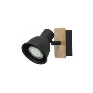Μονό Σποτ 1xGU10 Μαύρο Χρώμα/Ξύλο 955RIKO1W Elmark