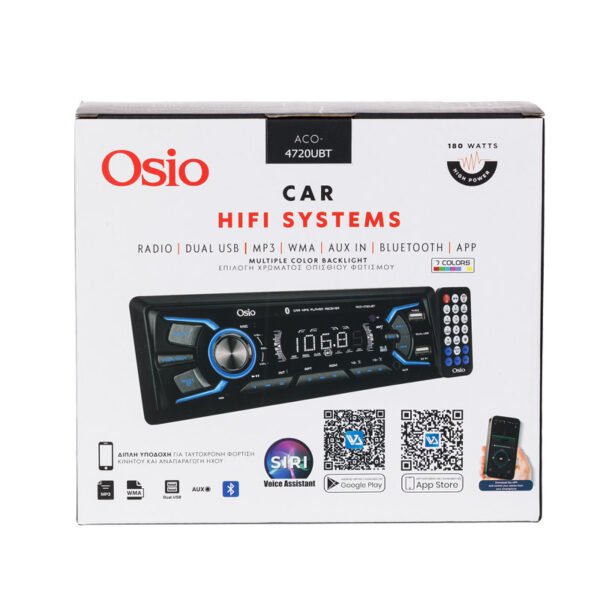 Osio ACO-4720UBT Ηχοσύστημα Αυτοκινήτου με 7 Φωτισμούς FM, 2xUSB, Aux-In, Bluetooth και τηλεχειριστήριο 4 x 45W - Image 16
