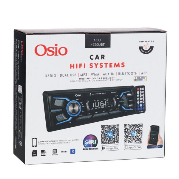 Osio ACO-4720UBT Ηχοσύστημα Αυτοκινήτου με 7 Φωτισμούς FM, 2xUSB, Aux-In, Bluetooth και τηλεχειριστήριο 4 x 45W - Image 17