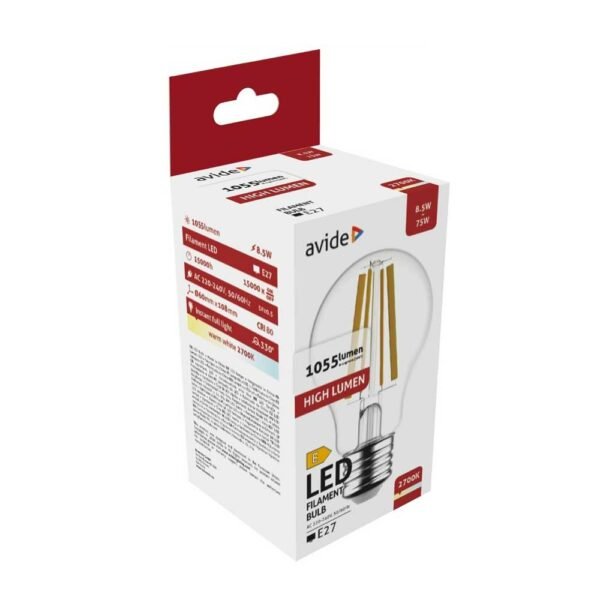 Avide LED Filament Κοινή 8.5W E27 WW 2700K High Lumen - Image 2