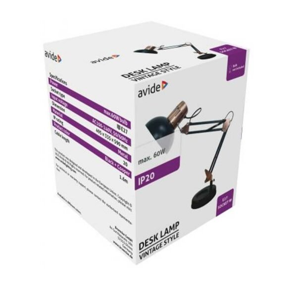 Avide Basic Desk Vintage Lamp Black - Image 2