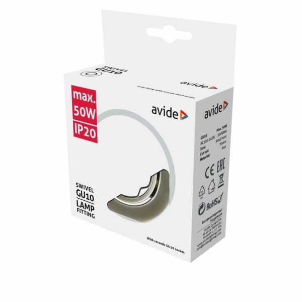 Avide GU10 Frame Round Swivel Chrome - Image 2