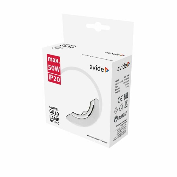 Avide GU10 Frame Round Swivel White - Image 2