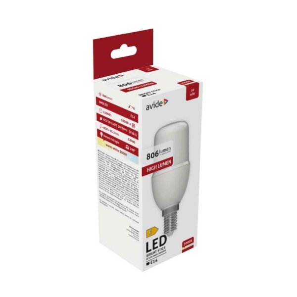 Avide LED Bright Stick Bulb T37 7W E14 WW 3000K - Image 2