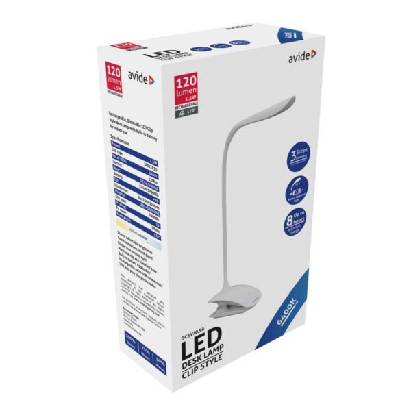 Avide LED Desk Lamp Clip White 1.5W - Image 3