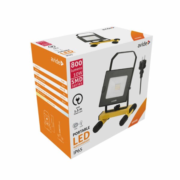 Avide LED Flood Light Slim SMD 10W with Stand, 1.5m 4000K - Image 2