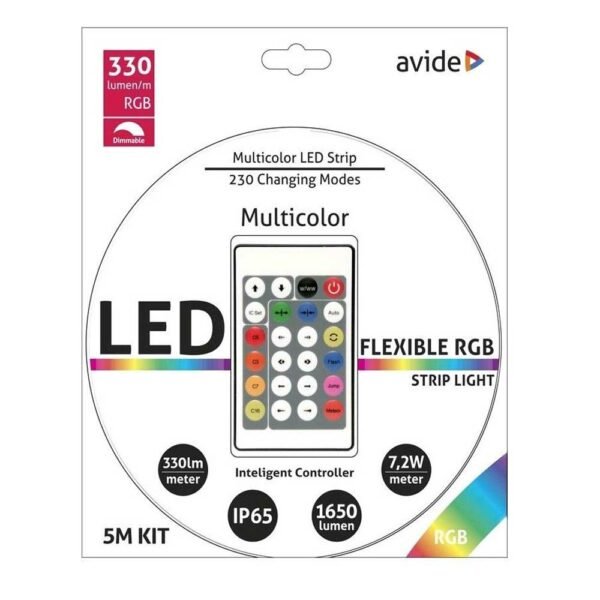 Avide LED Strip Blister 12V 7.2W SMD5050 30LED IC RGB IP65 5m + Intelligent Ctrl