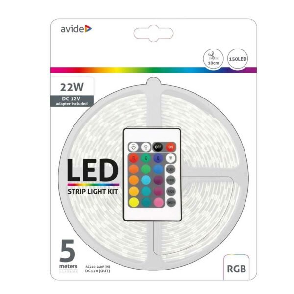Avide LED Strip Blister 12V 7.2W SMD5050 30LED RGB IP65 5m