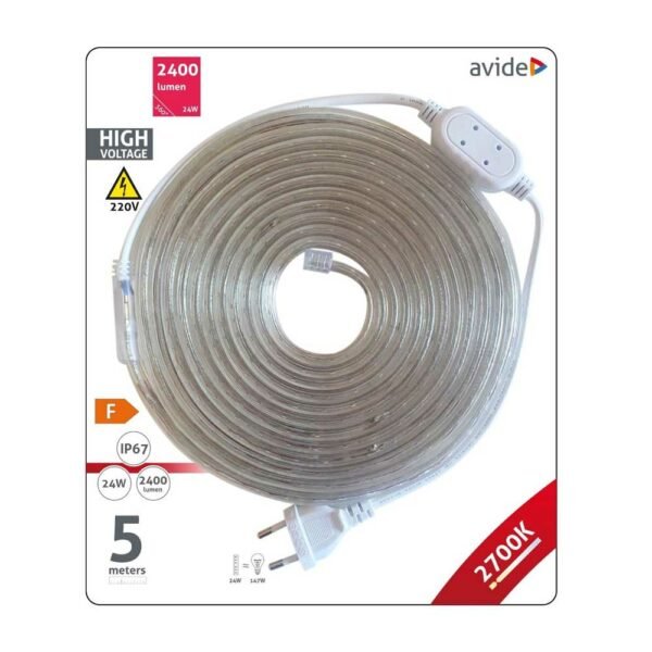 Avide LED Ταινία Blister 220V 4.8W SMD3528 60LED 2700K IP67 5.0μ