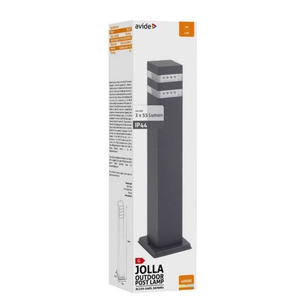 Avide Outdoor Post Lamp Jolla LED 2W NW 500mm IP44 Antracit - Image 2