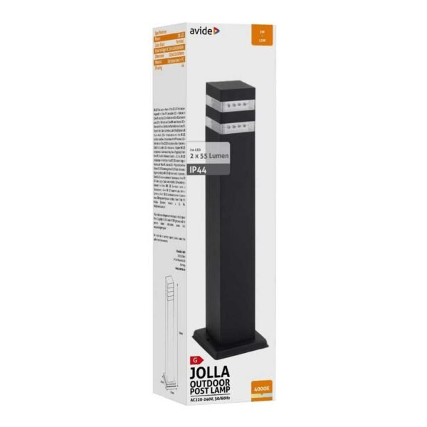 Avide Outdoor Post Lamp Jolla LED 2W NW 500mm IP44 Black - Image 2