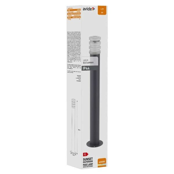 Avide Outdoor Post Lamp Sunset LED 1.5W NW 500mm IP44 Antracit - Image 2