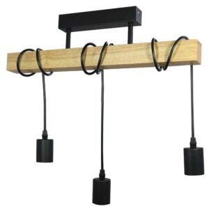 Avide Pendant Lamp Madeline 3xE27 Sockets Wood/Black